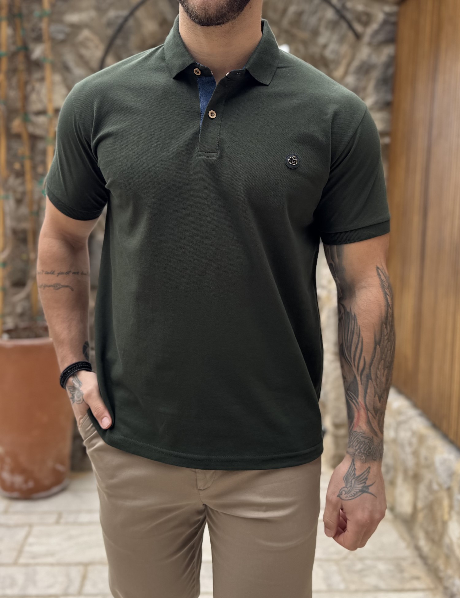 Everbest ανδρική κυπαρισσί πικέ Polo μπλούζα Plus Size 262833K